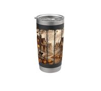 Pennellate di Halloween Spooky Village Jack O Lanterns Bicchiere termico in acciaio inox doppia parete