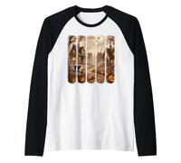 Pennellate di Halloween Spooky Village Jack O Lanterns Maglia con Maniche Raglan