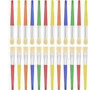 Pennelli, 24 Pennello per Bambini, Pennello Rotondi e Piatti Colorati, Prescolare Che Dipingono Forniture per Feste, Pennelli Set per Bambini in Classe