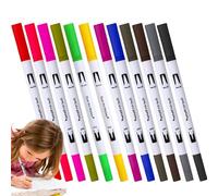 Pennelli a pennello, pennarelli a pennello a punta fine | Penna colorata lavabile a doppia punta - Forniture per la scuola estetiche a base d'acqua per scrittura, pianificatore, insegnamento