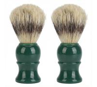 Pennelli da barba verdi da uomo con setole morbide e manico in resina per una ricca schiuma con sapone o crema in ciotola o tazza, kit da viaggio per il bagno di casa