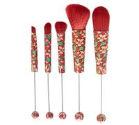 Pennelli da trucco da viaggio - Kit di pennelli correttori e sopracciglia con perline per Natale | Set di trucco facciale | Per correttore, ombretto, sopracciglia e bellezza femminile