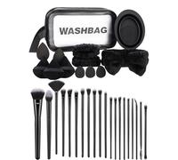 Pennelli da trucco, set di strumenti per il trucco con custodia, set di strumenti per applicatori per trucco, set morbido con elastico per capelli e soffio per cipria, set multifunzionale da 33 pezzi