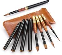 Pennelli Da Viaggio Professionali - 4 Pennelli Di Martora per Acquerello, Guazzo