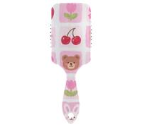 Pennelli delicati per capelli con motivo a scacchi di fragole rosa per capelli Massaggio del cuoio capelluto progettato per tutti i tipi di capelli con manico ergonomico cepillos para cabello