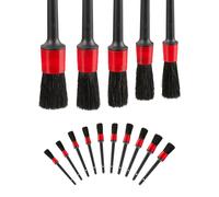 Relaxdays Pennelli Detailing Auto, Set da 15 Spazzole in 5 Misure, Kit Pulizia Interni e Esterni, Setole Morbide, Nero