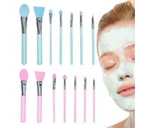Pennelli in silicone per trucco, fondotinta per viso, pennello per eyeliner, set da 14 pezzi, per crema trucco e resina epossidica, silicone + materiale ABS, multi-purpose Crafting