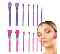 Pennelli in silicone per trucco, fondotinta per viso, pennello per eyeliner, set da 14 pezzi, per crema trucco e resina epossidica, silicone + materiale ABS, multi-purpose Crafting