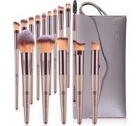 Pennelli Make Up, 15 Pezzi Set Pennelli Trucco Professionale Con Trousse in Pell