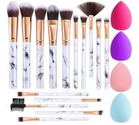 Pennelli Make Up FILY DUAIU 15 pezzi Set di pennelli per trucco in marmo Premium sintetica Blush Contour Foundation Concealer Pennelli per Ombretto con 4 pezzi Spugnetta Trucco