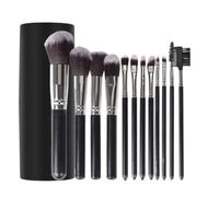 Pennelli Make Up Set Di 12 Pennelli For Il Trucco Con Scatola, Adatti For Fondotinta, Ombretto, Contorno Occhi Set Pennelli Make Up(Black)