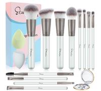 Pennelli Make up Start Makers 12 Pezzi Set Pennelli Trucco Professionale per Fondazione Cipria Fard Ombretto, Correttore, Set di Pennelli Trucco make up, Kit con 2 Spugnetta e Specchio, Grigio