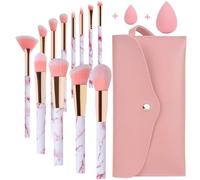 Pennelli Make Up Start Makers Professional 12Pcs Set di pennelli per trucco in marmo rosa con correttore di fondotinta Blush ombretto Beauty Blender e borsa per il trucco