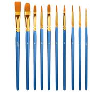 Pennelli Nylon,Set di 10 Pennelli per Artisti con Testa Obliqua Pittura ad Olio per Acrilico Acquarello Blu