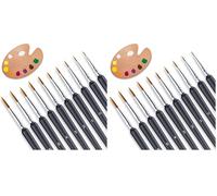 Pennelli per Dipingere Acquerello Acrilico 10 Pezzi, Pennelli Pittura Set per Modellismo, Unghie, Miniatura, Pittura del Viso (Confezione da 2)
