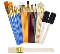 Pennelli per Dipingere Set di 25 Pennello Pittura, Pennelli per Pittura Acrilico,Ad Olio,Acquerello Pennello Piatto/Spugne Set Pennelli Pittura Spazzola per Dipingere per Principianti,Artisti,Bambini