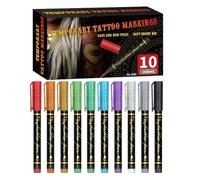 Pennelli per Disegni sulla Pelle,Penna Temporanea Lavabile E Sicura In 10 Colori Diversi - Marcatori Impermeabili per Arte Corporea sulla Pelle,Per Bambini E Adulti Per La Pittura E Per Le Feste Di Ha