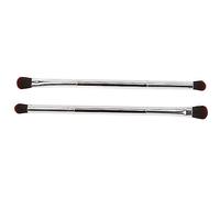 Pennelli per il trucco degli occhi, 2 pezzi, ergonomici, portatili, double face, argentati, sicuri per uso domestico