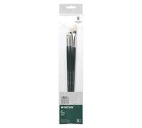 Winsor & Newton Set 3 Pennelli Winton Manico Lungo - Piatti Corti N°2, 4, 8