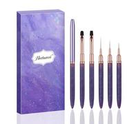 Pennelli per Unghie, Hechunzi 5 Pezzi Pennello per Gel Estensione Unghie Nail Art UV Gel Pittura Strumento per Decorazioni Unghie Painting Detailing Salone Casa Manicure DIY Donne (Viola)