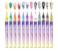 Pennelli Per Unghie - Marcatori Pittura 3D 12 Colori - per Smalto con Punte da 0,5 mm - Per Pratica Quotidiana Feste Matrimonio Natale Compleanno Donne Principianti