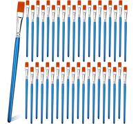 Pennelli piatti da 1,27 cm per pittura acrilica, confezione da 40 pennelli piccoli con manico in legno per acrilico, acquerello, olio, artigianato, viso e body art