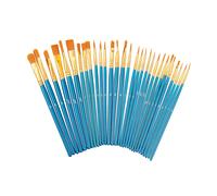 Relaxdays Pennelli in Setola, Set da 30, Pittura Acrilico, Olio e Acquerello, Hobby e Scuola, per Pittori, Multicolore, Legno