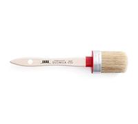 Pennellificio 2000 | Pennello Ovalino, Pennello Tondo, con Manico in Legno, per Tubi, Finestre, Angoli, Battiscopa, per Muro, Cartongesso, per Smalti e Idropitture, Ghiera 3,7x4 cm - Made in Italy