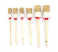 Pennello, 6 pezzi Set di pennelli per auto con manico in legno Set di pennelli rotondi per pittura a olio, design ergonomico e curvo, per vetro acciaio, aerospaziale, archeologia