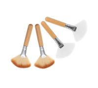 Pennello a Ventaglio per Viso Grande 4 Pezzi in Legno | Set Professionale, Setole in Nylon a Trama Fine, Impugnatura Liscia, per Artisti e Appassionati