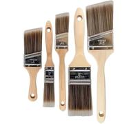Pennello con manico in legno, Set di 5 pennelli professionali for pittura in legno, pennello piatto angolato, strumento decorativo fai da te for la mobili parete