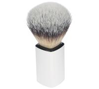 Pennello da barba, capelli sintetici, con manico in plastica bianca, altezza: 10 cm, anello Ø 21