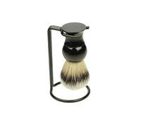 Pennello da barba di alta qualità con supporto in metallo, capelli sintetici, manico in plastica nera, set di rasatura premium