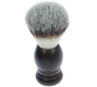 Pennello da barba in setole sintetiche: pennello da barba vegane con manico in legno di faggio scuro, pennello da barba vegano, pennello da barba sintetico