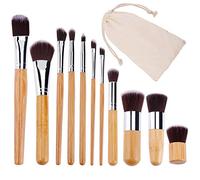 Pennello da Trucco di Bambù Set di 11 Pennelli per Trucco per Fondotinta Cipria Ombretto Blush Sopracciglia Viso Contouring Pennelli Make Up Professionali