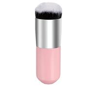 Pennello da trucco grande con testa rotonda per fondotinta, cipria, BB cream, colore rosa + argento