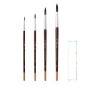 Pennello Raphael - Acquerello, piccolo, grigio sintetico 8351, set 4 pezzi, n. 4, 8, 14, 16 + 1 carta