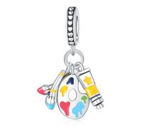 Pennello, tavolozza e ciondolo pigmento, accessorio braccialetto ciondolo in argento Sterling 925, compatibile con collana braccialetto Pandora, regalo per le donne