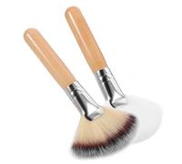 Pennello Viso Ventaglio 2 Pezzi, Nylon e Legno per Polveri | Applicazione Rapida, Contouring e Fard, Morbido al Tatto, Uso e Lezioni, per Donne