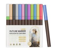 Pennini per contorni, pennarelli con contorno glitterati, set di penne con contorno in gel glitterato a doppia linea, pennarelli autocontorni per disegno Doodle, scrapbooking, giornalizzazione, carte
