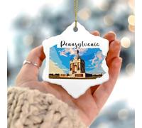 Pennsylvania Ornamenti di Natale Storia degli Stati Uniti Bandiera dello Stato di Stato Regalo Regalo di Festa Decorazione Personalizzata in Ceramica Doppio Lato Palla di Natale Regalo per i Vicini