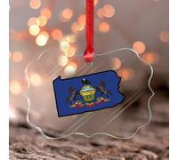 Pennsylvania Ornamenti natalizi America State Map Travel Ornament Keepsake Christmas Tree Decorations Custom Clear Butterfly Acrilico Ornamento Pendente per Bambini Bambini Figlia Figlio