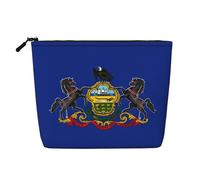 Pennsylvania State Flag Portable Makeup Case Fake Canape, Organizzatore da viaggio da donna Grande Capacità Sacchetto con cerniera