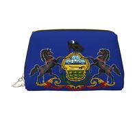 Pennsylvania State Flag Printed Handheld Makeup Case, spazioso organizer per articoli da toeletta progettato per pennelli e articoli da toeletta, Oro, One Size