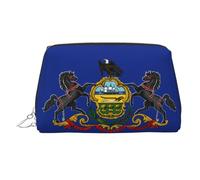 Pennsylvania State Flag Printed Handheld Makeup Case, spazioso organizer per articoli da toeletta progettato per pennelli e articoli da toeletta, Argento, One Size
