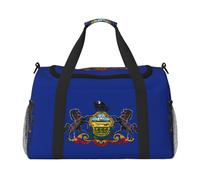 Pennsylvania State Flag stampa bagaglio a mano per donne uomini borsa a tracolla weekender per yoga viaggio must-have, nero, Taglia unica