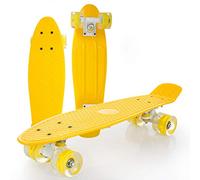 Penny Board 22 Pollici Mini Cruiser Principianti Professionale Completa Skate Skateboard Ragazzi Ragazze Ragazzo Unisex Adulti Bambini Adolescenti Giovani,Cuscinetti ABEC-7 PU Ruota Flash,Giallo