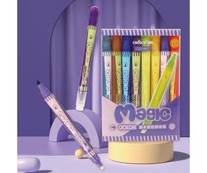 Penny Wise® - Set di evidenziatori colorati magici su entrambi i lati, 8 penne e 16 colori, per scuola e ufficio, per tutte le età