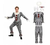 Pennywise Costume per adulti con parrucca horror clown joker killer travestimento it it it Fancy Dress Halloween Party Carnevale (Large)