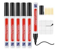 Penriter 6pcs Penna per Fughe Piastrelle Nero, 5ml Pennarello Fughe Piastrelle, con Punta di Ricambio, Stucco per sbiancante fughe mattonelle, per Pavimenti Parete Cucina, Soggiorno